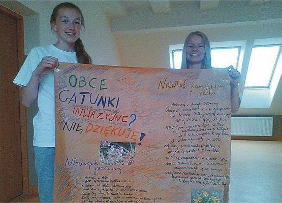 Swoją wiedzą uczniowie ze Sławęcina dzielili się w szkole tworząc gazetki i plakaty (źródło: www.facebook.com/gat.inwazyjne).
